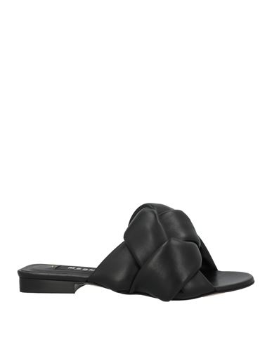 Msgm Woman Sandals Black Size 6 Soft Leather