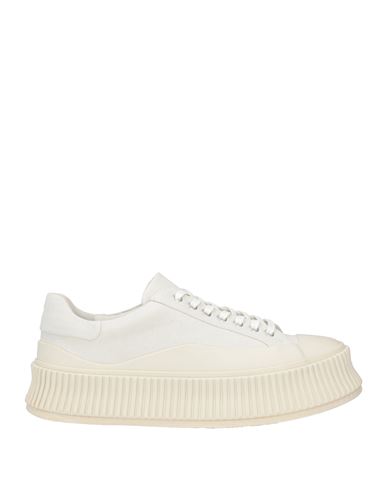 Jil Sander Woman Sneakers Ivory Size 11 Textile Fibers In White