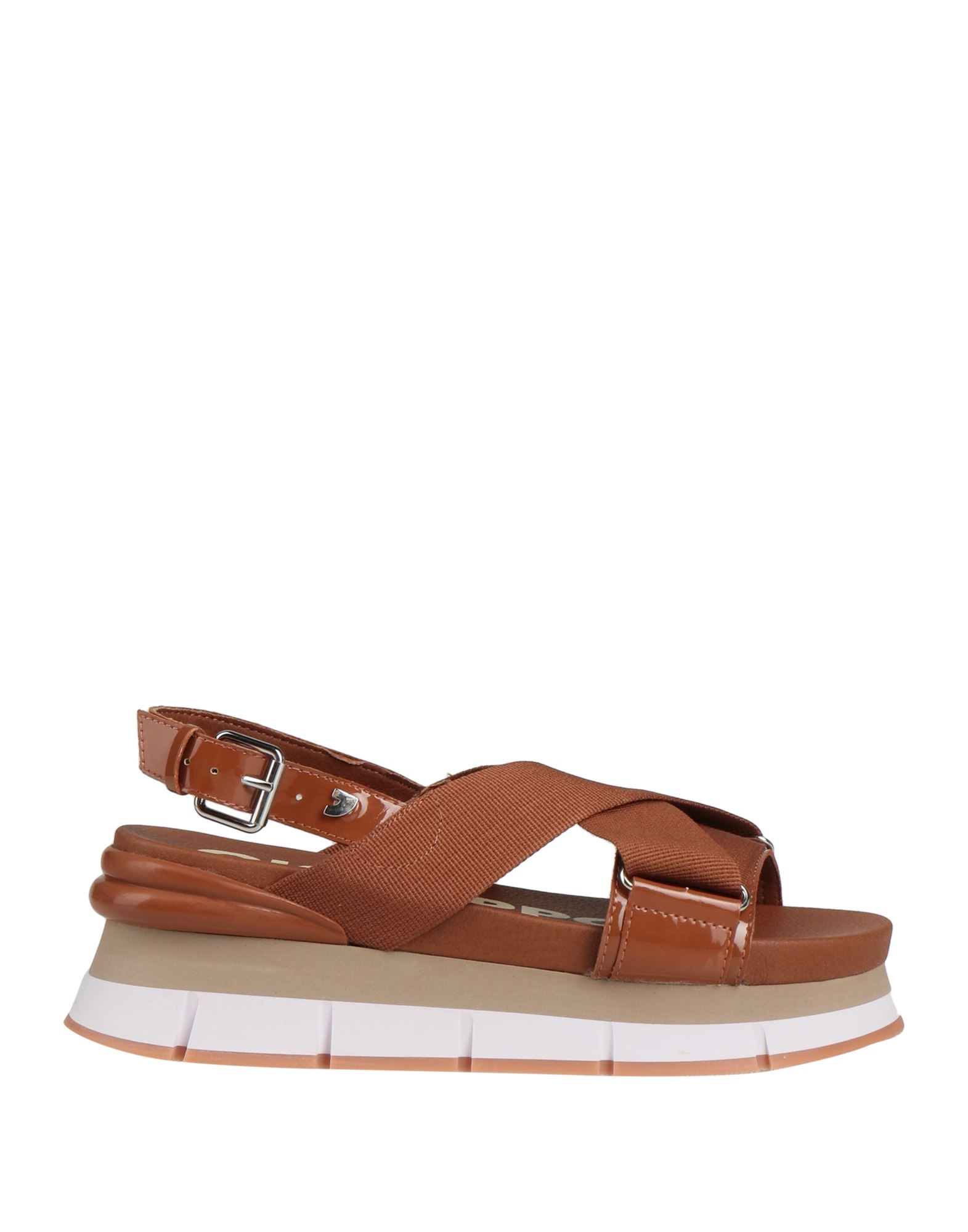 Shop Gioseppo Woman Sandals Tan Size 6.5 Textile Fibers In Brown