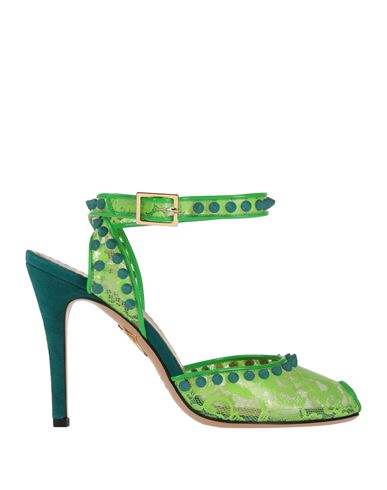 Charlotte Olympia Woman Sandals Acid Green Size 7 Pvc - Polyvinyl Chloride, Soft Leather