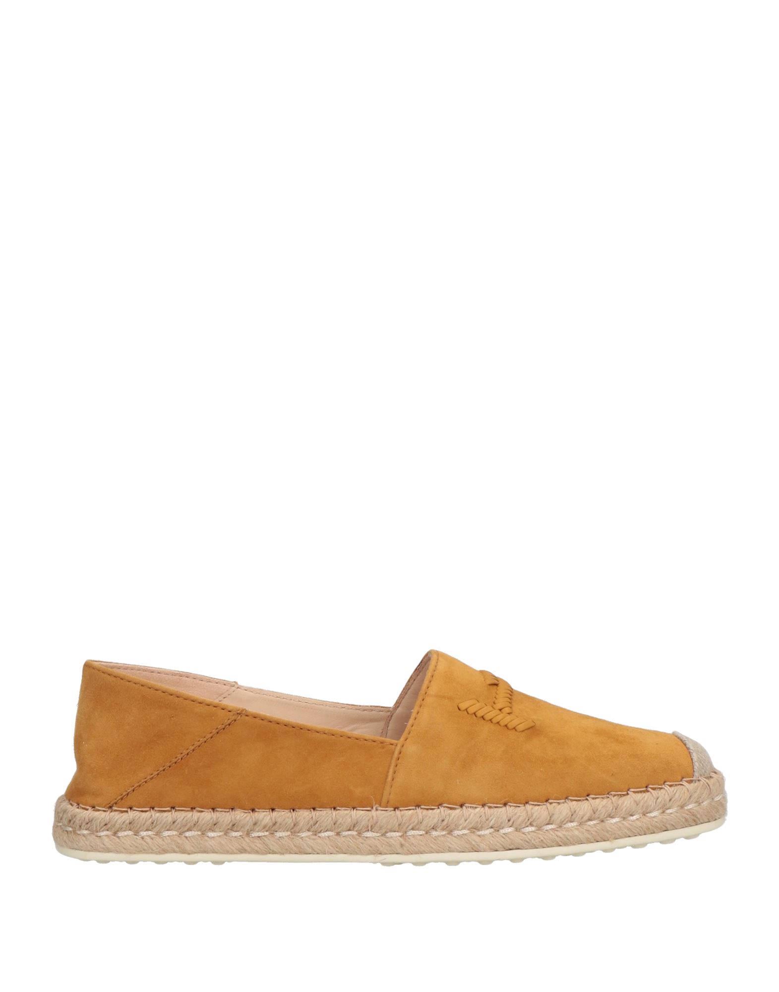 Shop Tod's Woman Espadrilles Ocher Size 8 Soft Leather In Yellow