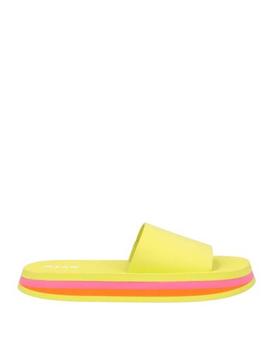 Msgm Woman Sandals Acid Green Size 6 Rubber In Yellow