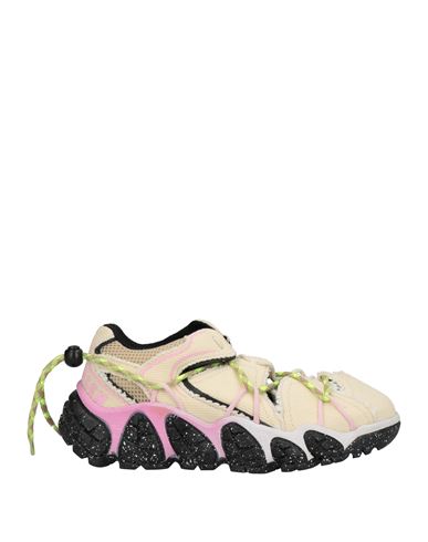 Msgm Woman Sneakers Beige Size 7 Textile Fibers, Soft Leather