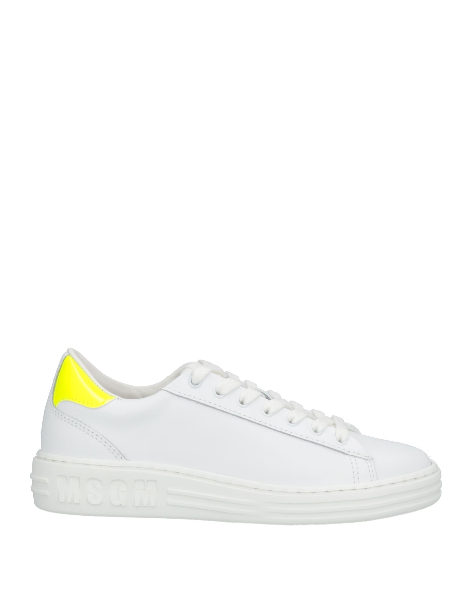 Shop Msgm Woman Sneakers White Size 7 Soft Leather, Textile Fibers