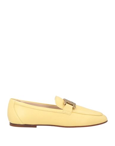 Shop Tod's Woman Loafers Pastel Yellow Size 8 Soft Leather