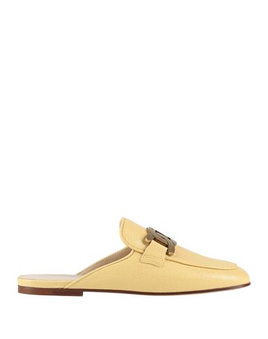 Tod's Woman Mules & Clogs Pastel Yellow Size 8 Soft Leather In Yellow