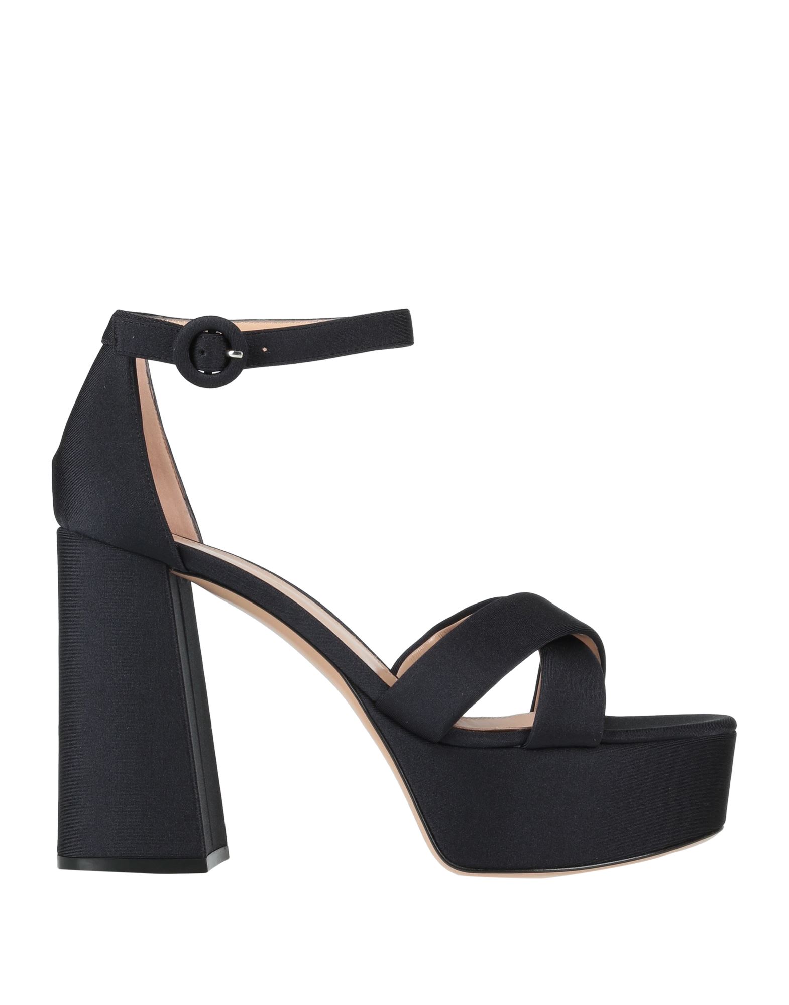 Shop Gianvito Rossi Woman Sandals Black Size 11 Textile Fibers