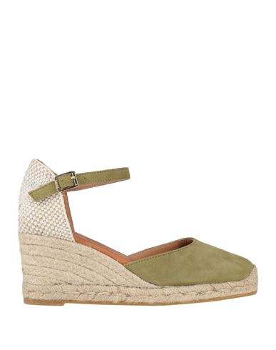 Kanna Woman Espadrilles Sage Green Size 7 Leather, Textile Fibers In Sage Green