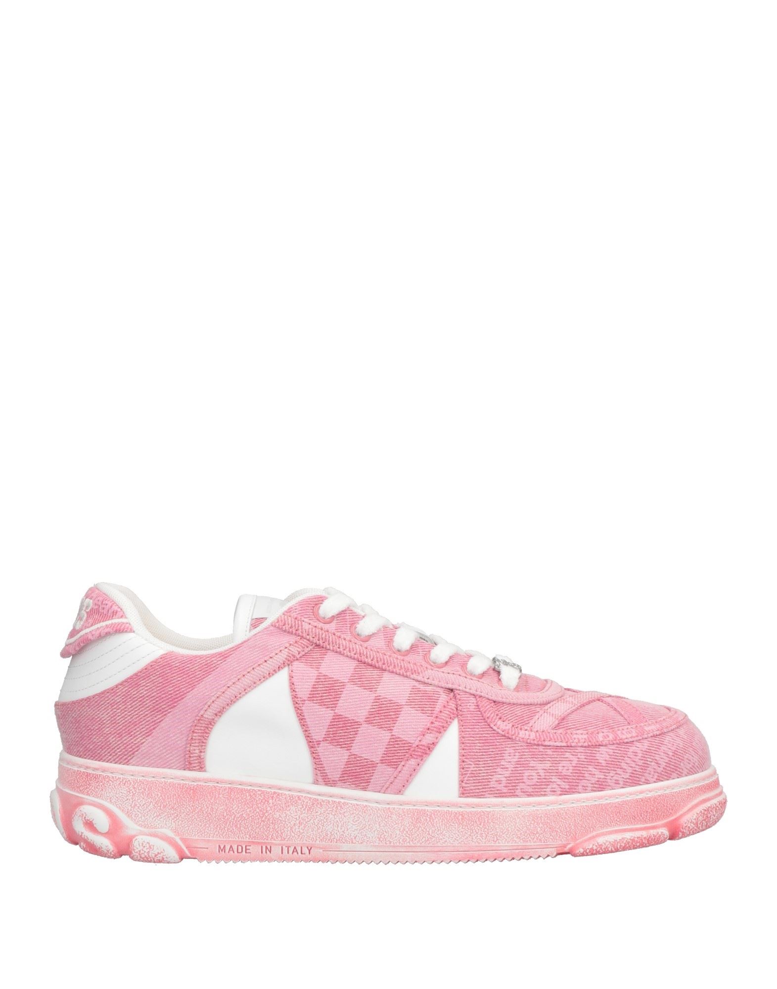 Shop Gcds Man Sneakers Pink Size 9 Soft Leather, Textile Fibers