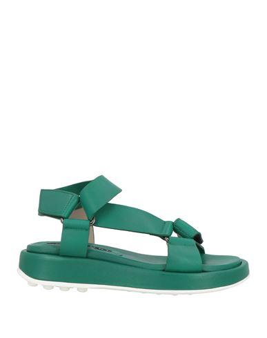 Malloni Woman Sandals Emerald Green Size 5 Soft Leather In Green