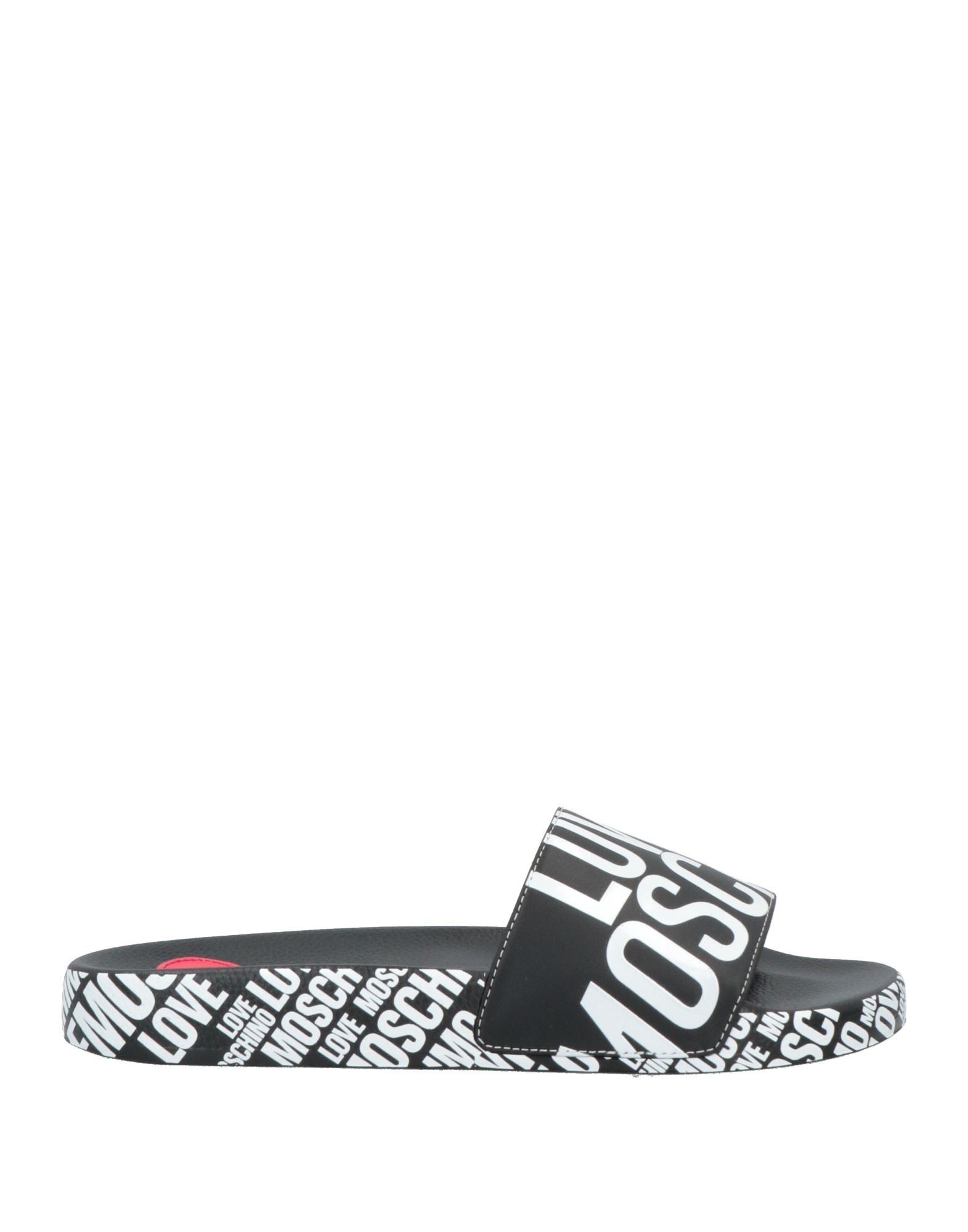 Love Moschino Logo-print Faux-leather Slides In Black