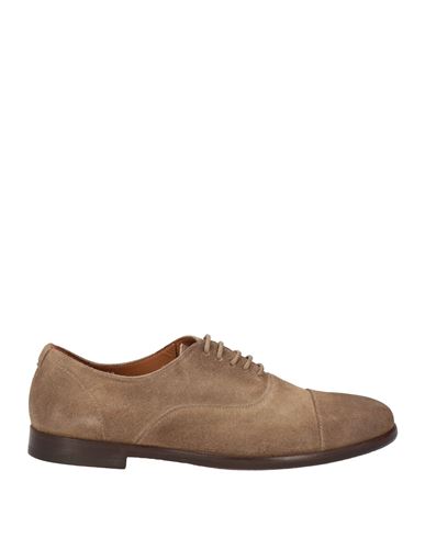 Doucal's Man Lace-up Shoes Khaki Size 7 Soft Leather In Beige