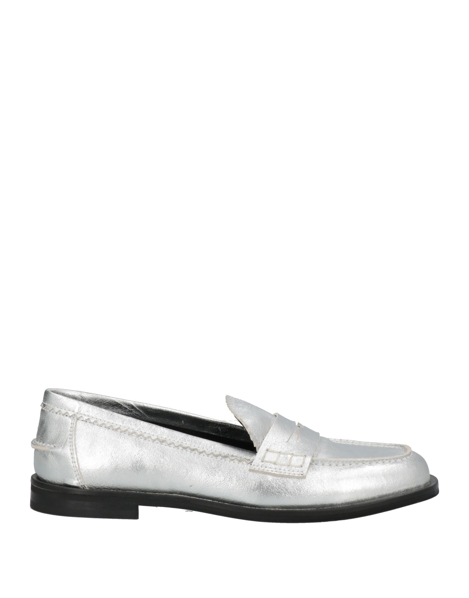 Janet & Janet Woman Loafers Silver Size 6 Soft Leather