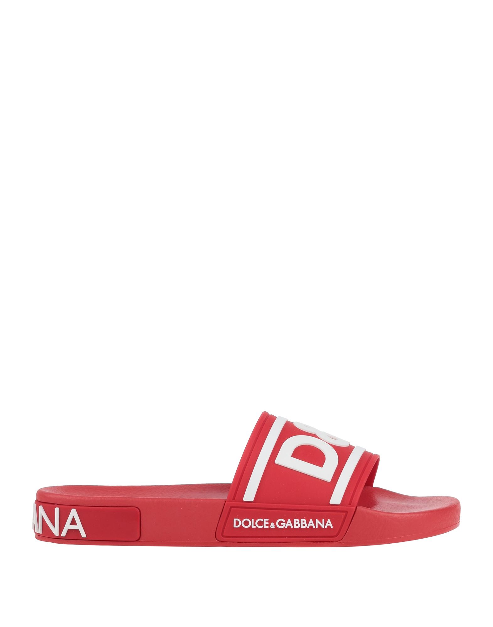 Dolce & Gabbana Contrasting Dg Logo Rubber Slides In Red