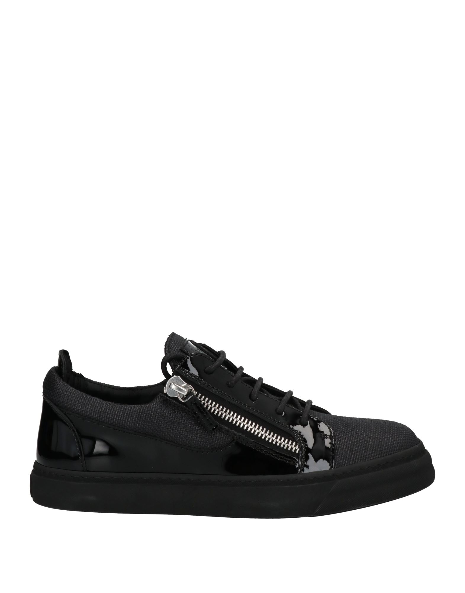 GIUSEPPE ZANOTTI GIUSEPPE ZANOTTI MAN SNEAKERS BLACK SIZE 14 SOFT LEATHER, TEXTILE FIBERS