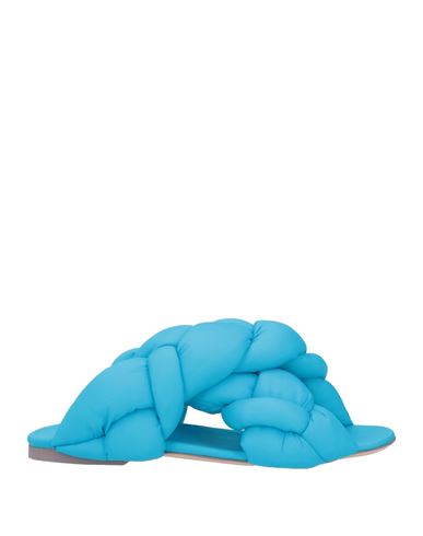 Shop Sebastian Milano Woman Sandals Azure Size 7 Textile Fibers In Blue