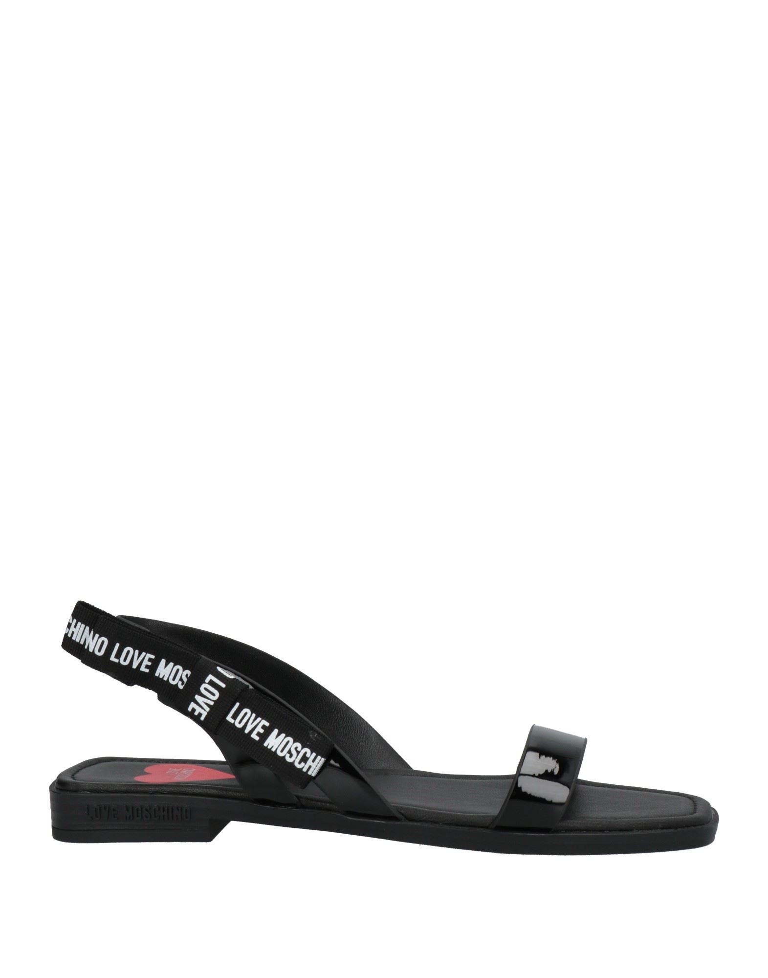 Love Moschino Flat Leather Sandals In Black