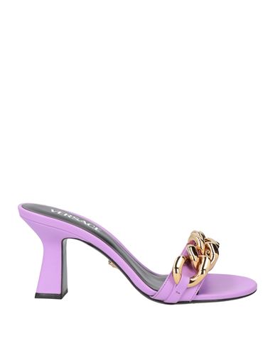 VERSACE VERSACE WOMAN SANDALS LIGHT PURPLE SIZE 7.5 CALFSKIN 