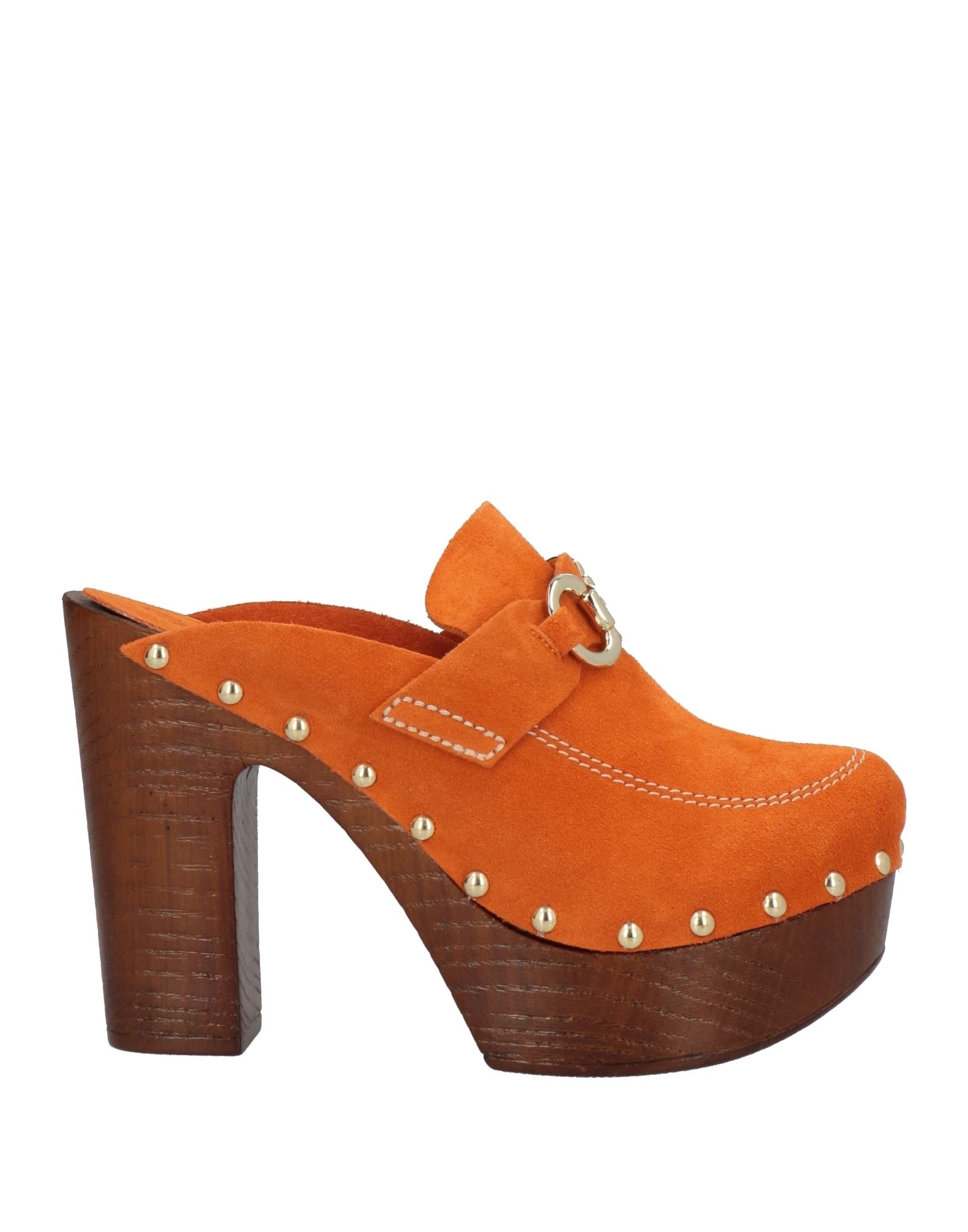 Cafènoir Woman Mules & Clogs Orange Size 7 Soft Leather