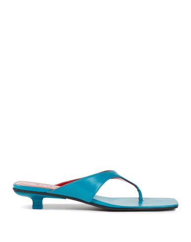 By Far Woman Toe Strap Sandals Turquoise Size 5 Soft Leather In Blue