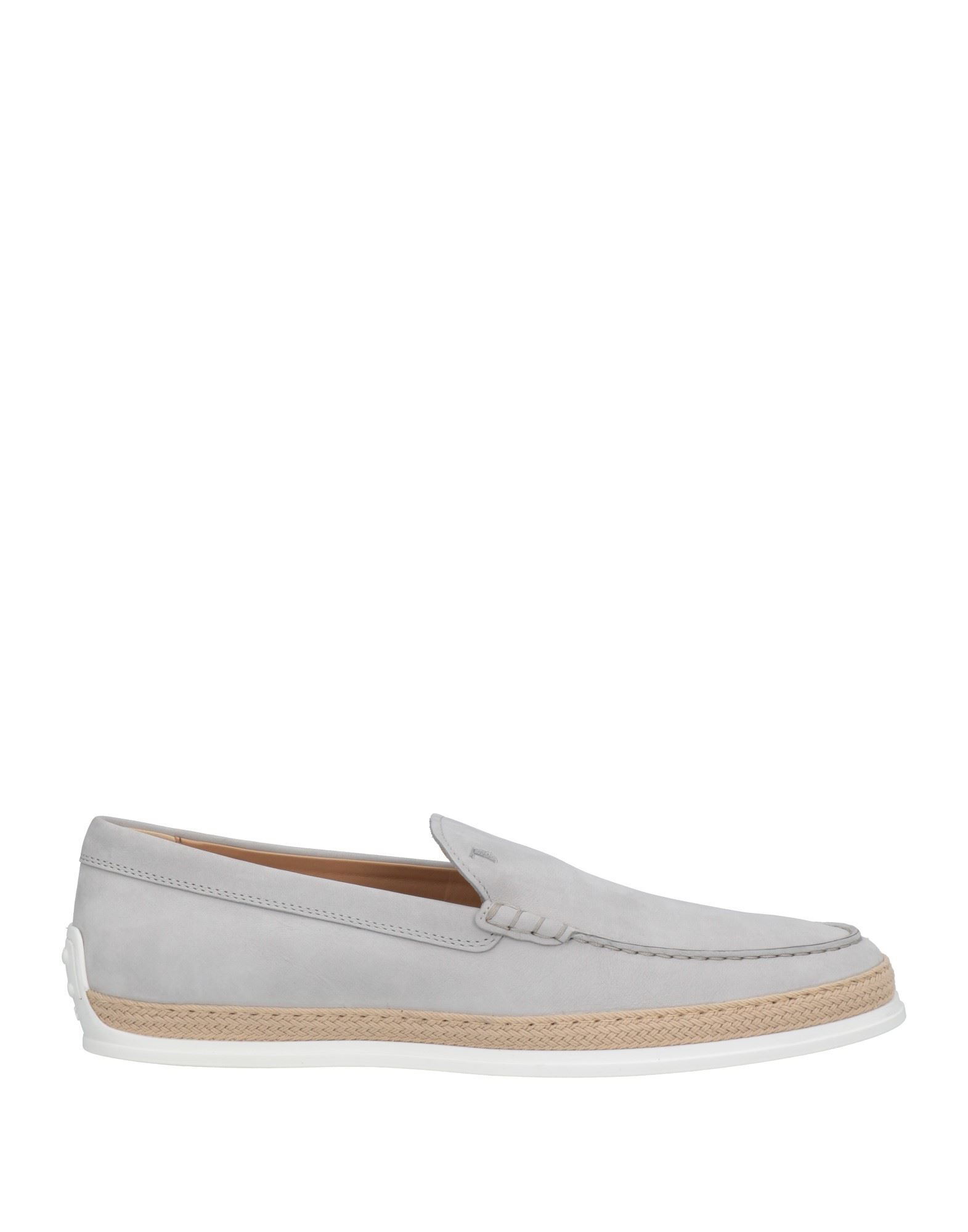 Tod's Woven-sole Suede Loafers In Light Grey