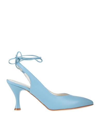 Loretta Pettinari Woman Pumps Light Blue Size 8 Leather In Blue