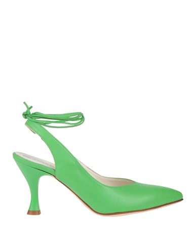 Loretta Pettinari Woman Pumps Green Size 5 Leather In Green