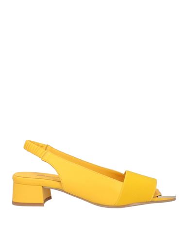 Daniele Ancarani Woman Sandals Yellow Size 10 Soft Leather, Textile Fibers