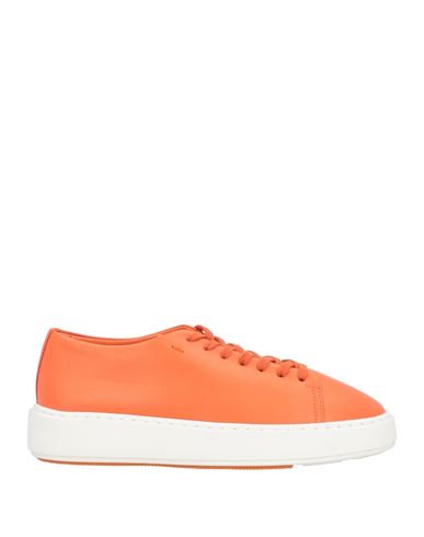 Santoni Woman Sneakers Orange Size 10.5 Leather In Orange