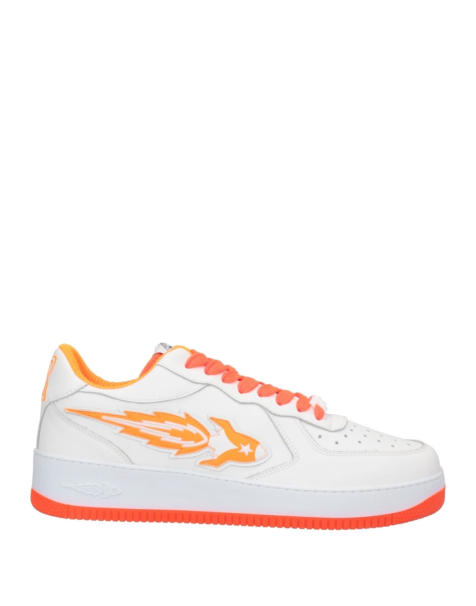 Enterprise Japan Low Sneaker White Leather Low Sneakers With Orange Rocket In Orange