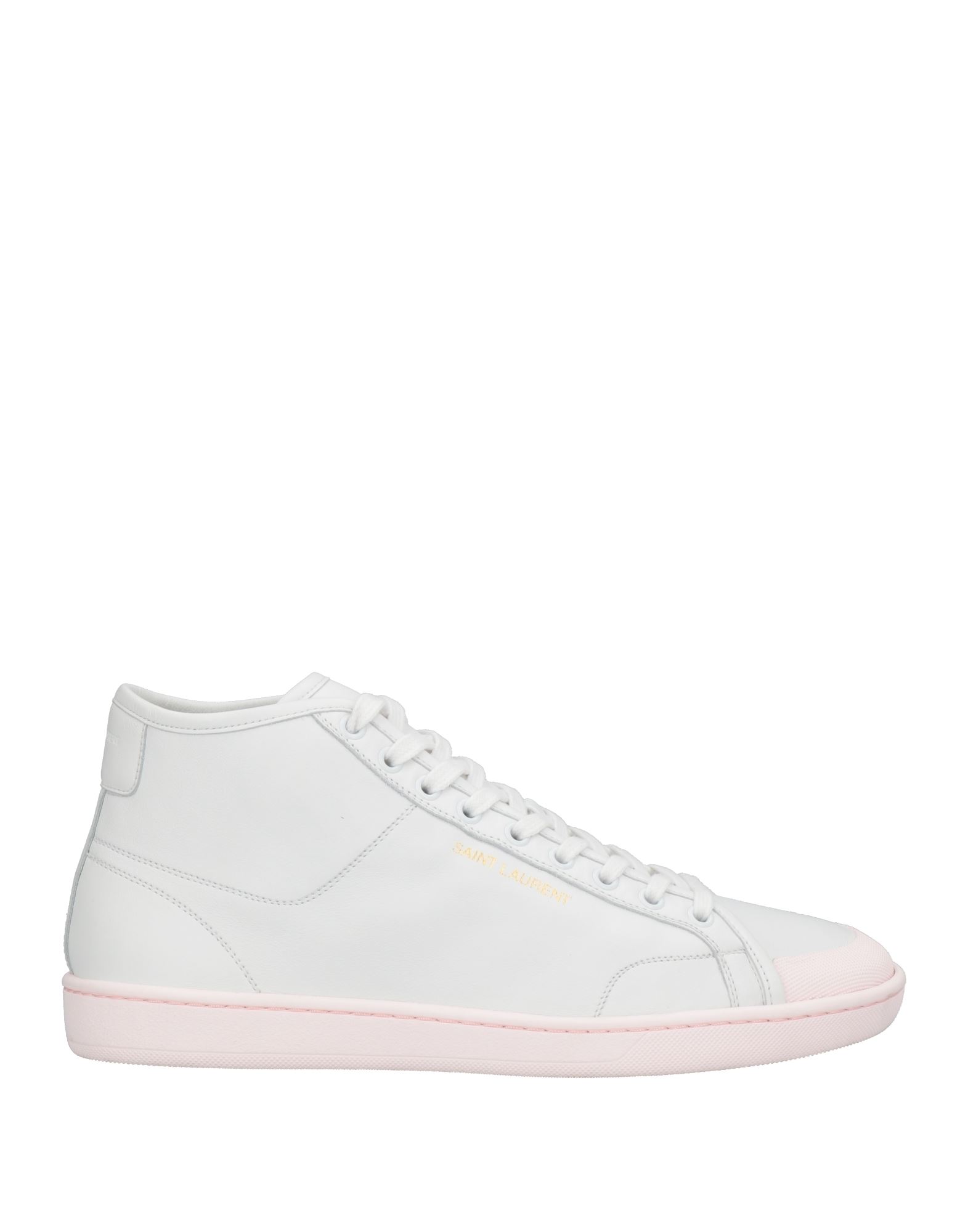 Saint Laurent White And Pink Sneakers For Men In Calf Leather In White