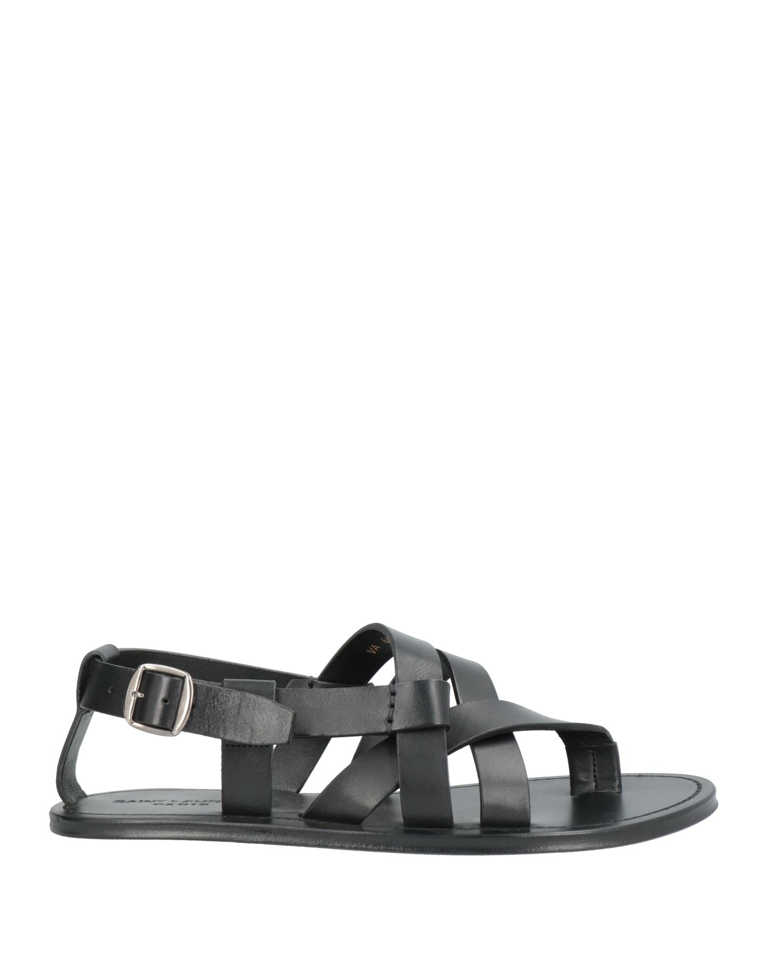 Saint Laurent Culver Smooth Leather Flat Sandals In Black | ModeSens