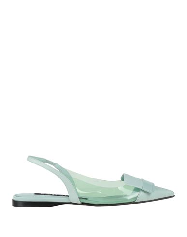 Sergio Rossi Woman Ballet Flats Light Green Size 5.5 Leather, Pvc - Polyvinyl Chloride In Green