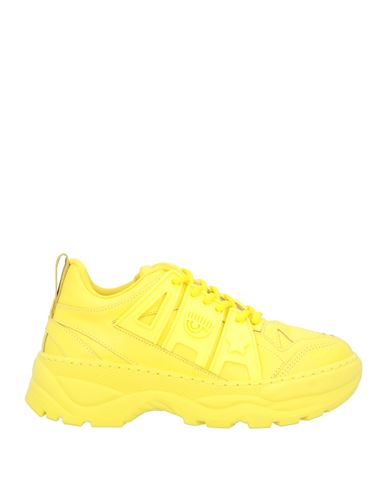 Chiara Ferragni Woman Sneakers Yellow Size 11 Soft Leather