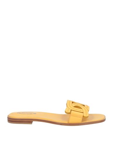 Tod's Woman Sandals Yellow Size 7.5 Calfskin In Yellow