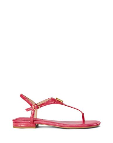 Lauren Ralph Lauren Ellington Embossed Leather Sandal Woman Toe Strap Sandals Fuchsia Size 9.5 Soft  In Pink