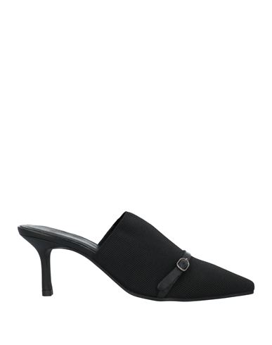 Daniele Ancarani Woman Mules & Clogs Black Size 12 Textile Fibers, Soft Leather