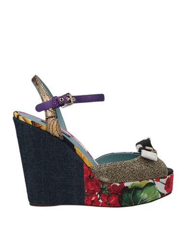 Dolce & Gabbana Woman Sandals Black Size 6.5 Synthetic Fibers, Cotton, Silk, Viscose, Wool