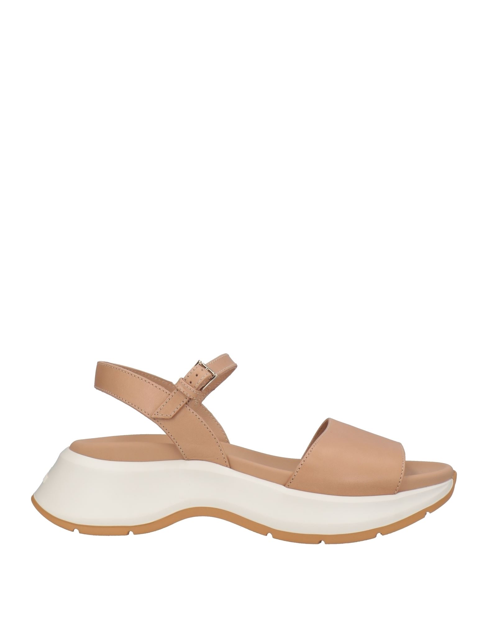 Shop Hogan Woman Sandals Sand Size 8 Soft Leather In Beige
