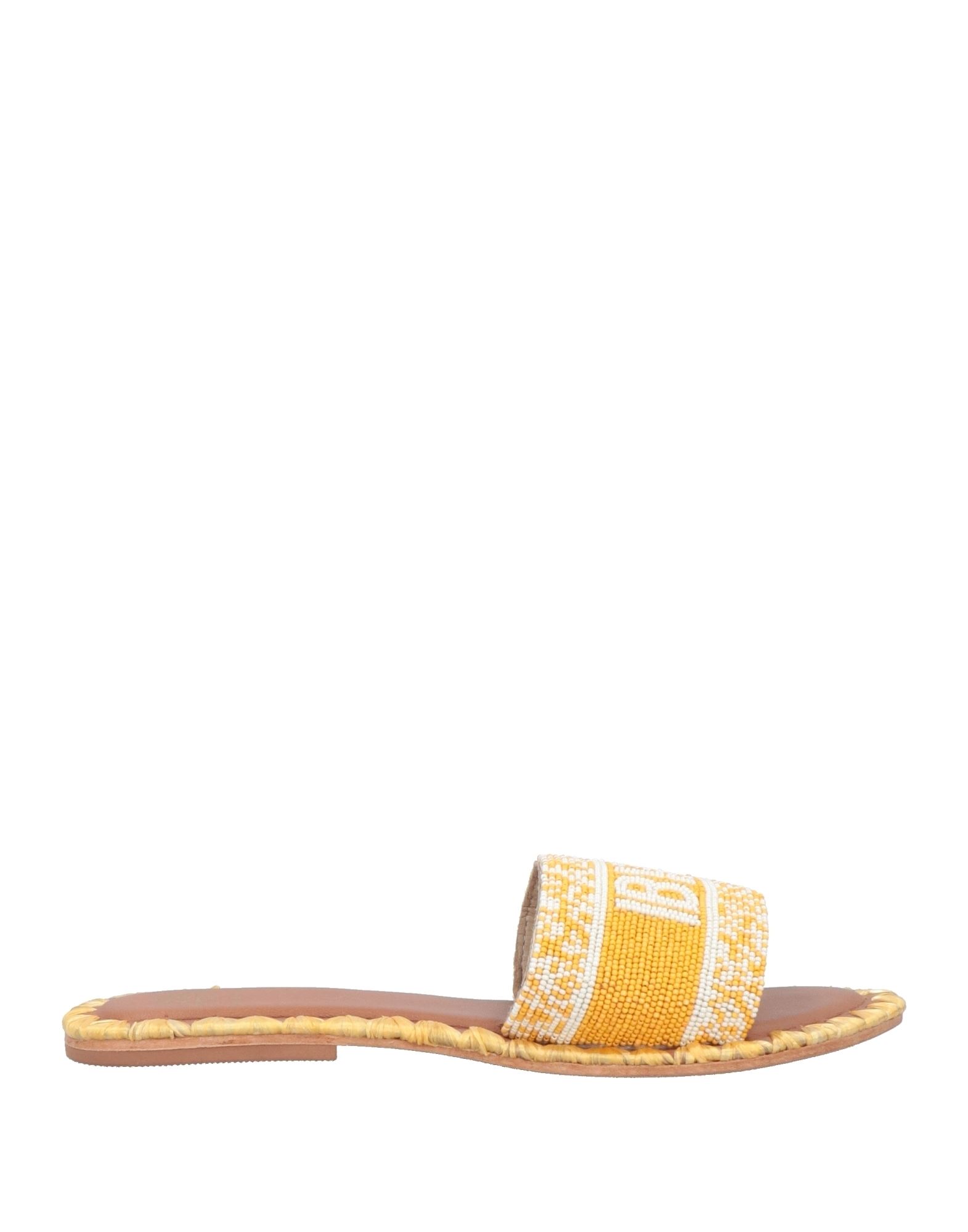 Shop De Siena Woman Sandals Yellow Size 8 Textile Fibers