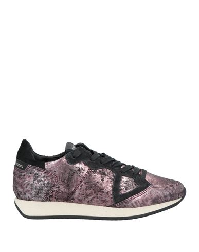 Philippe Model Woman Sneakers Mauve Size 7 Leather, Textile Fibers In Purple