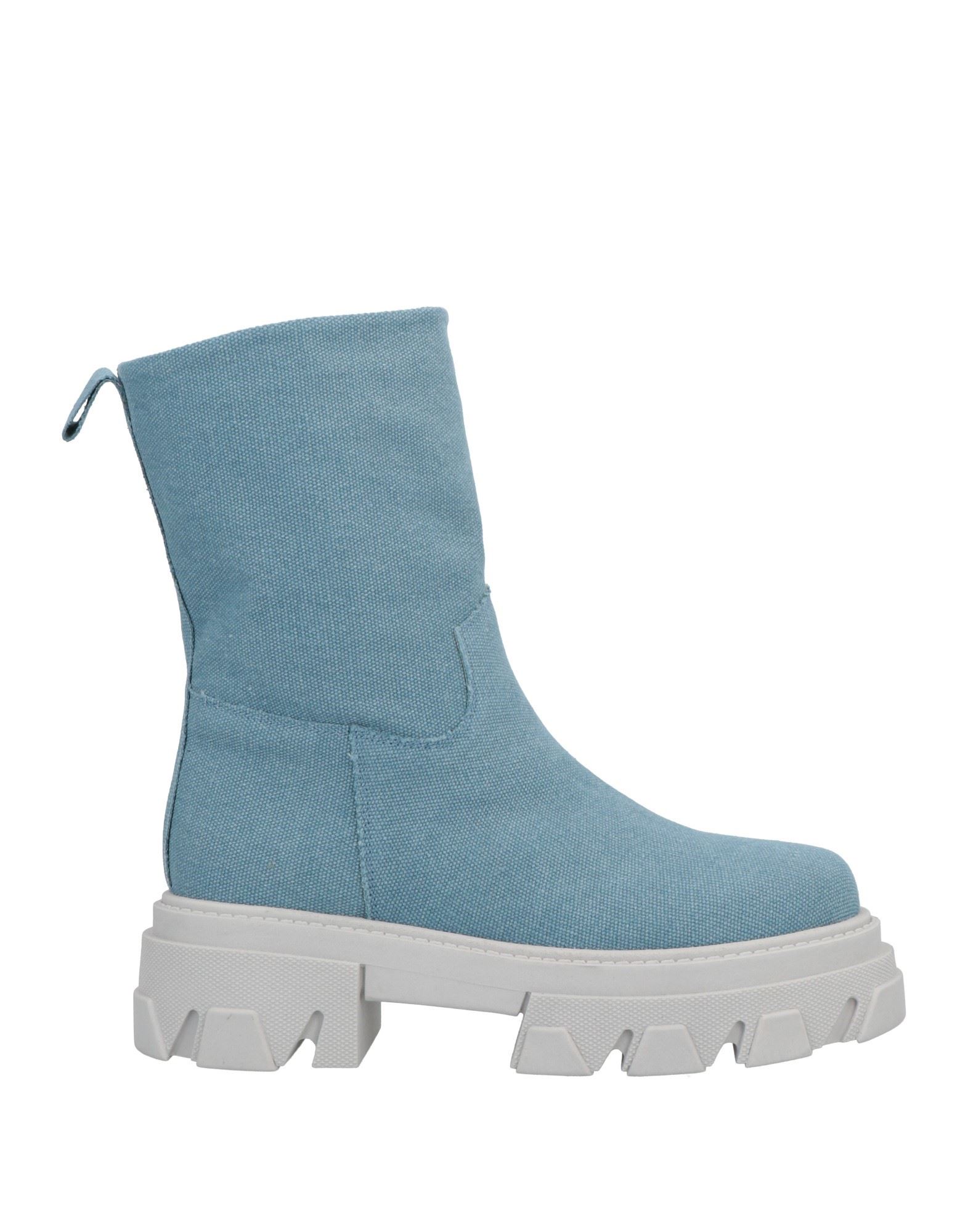 Shop Unlace Woman Ankle Boots Sky Blue Size 8 Textile Fibers