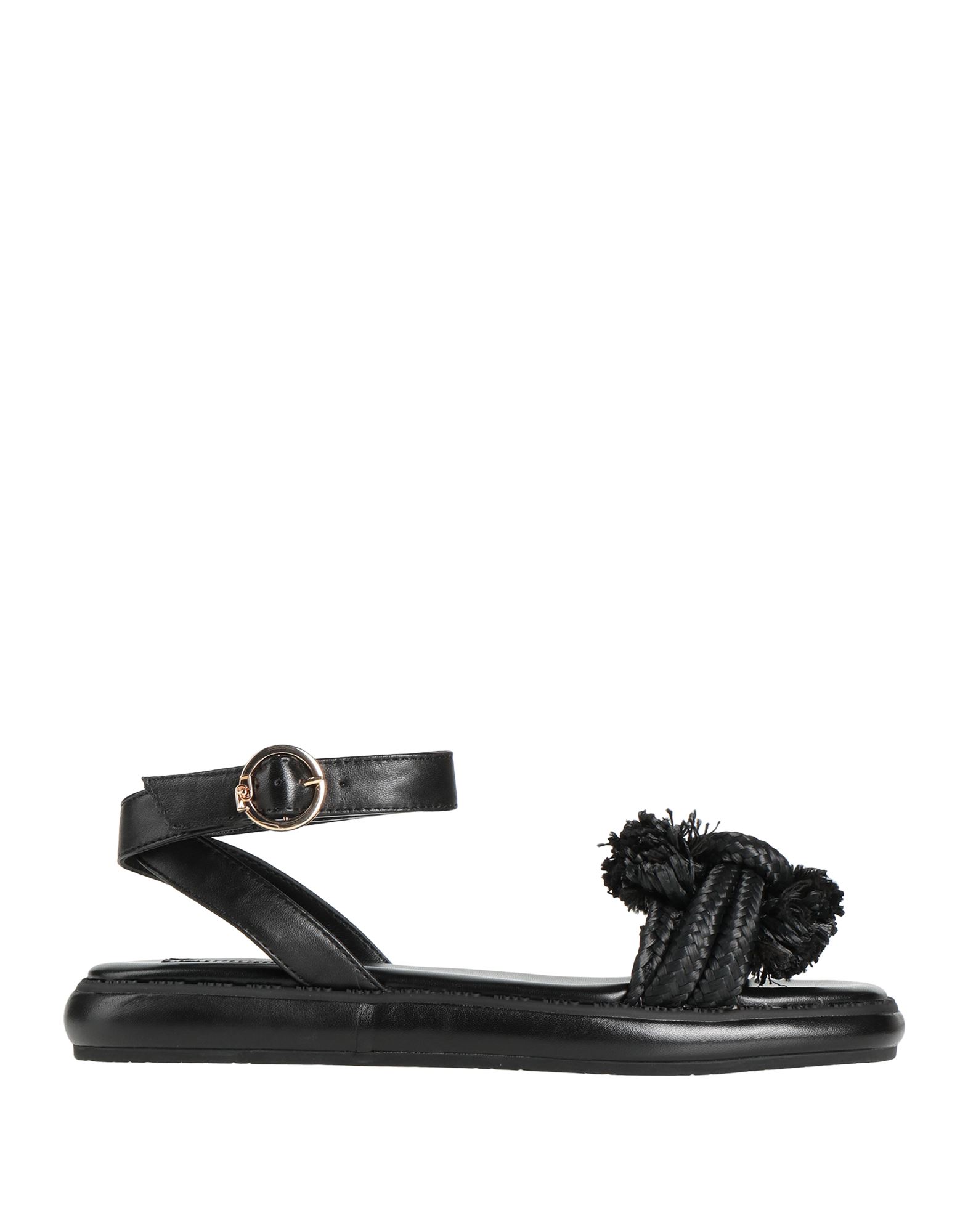 Shop Liu •jo Woman Sandals Black Size 8 Soft Leather, Textile Fibers