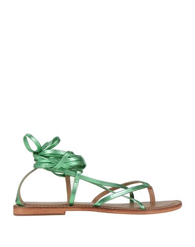 Cb Fusion Woman Toe Strap Sandals Green Size 8 Soft Leather