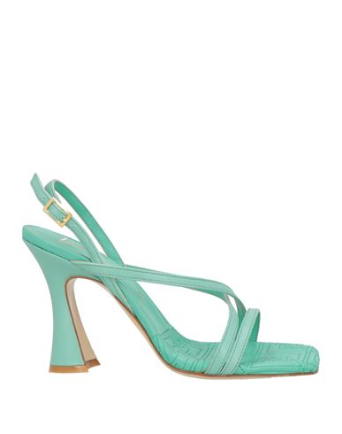 GIAMPAOLO VIOZZI GIAMPAOLO VIOZZI WOMAN SANDALS LIGHT GREEN SIZE 8 LEATHER 
