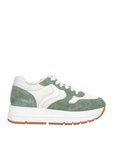 VOILE BLANCHE VOILE BLANCHE WOMAN SNEAKERS LIGHT GREEN SIZE 7 SOFT LEATHER, TEXTILE FIBERS 