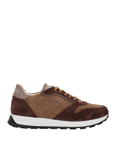 Giovanni Conti Man Sneakers Dark Brown Size 8 Soft Leather, Textile Fibers