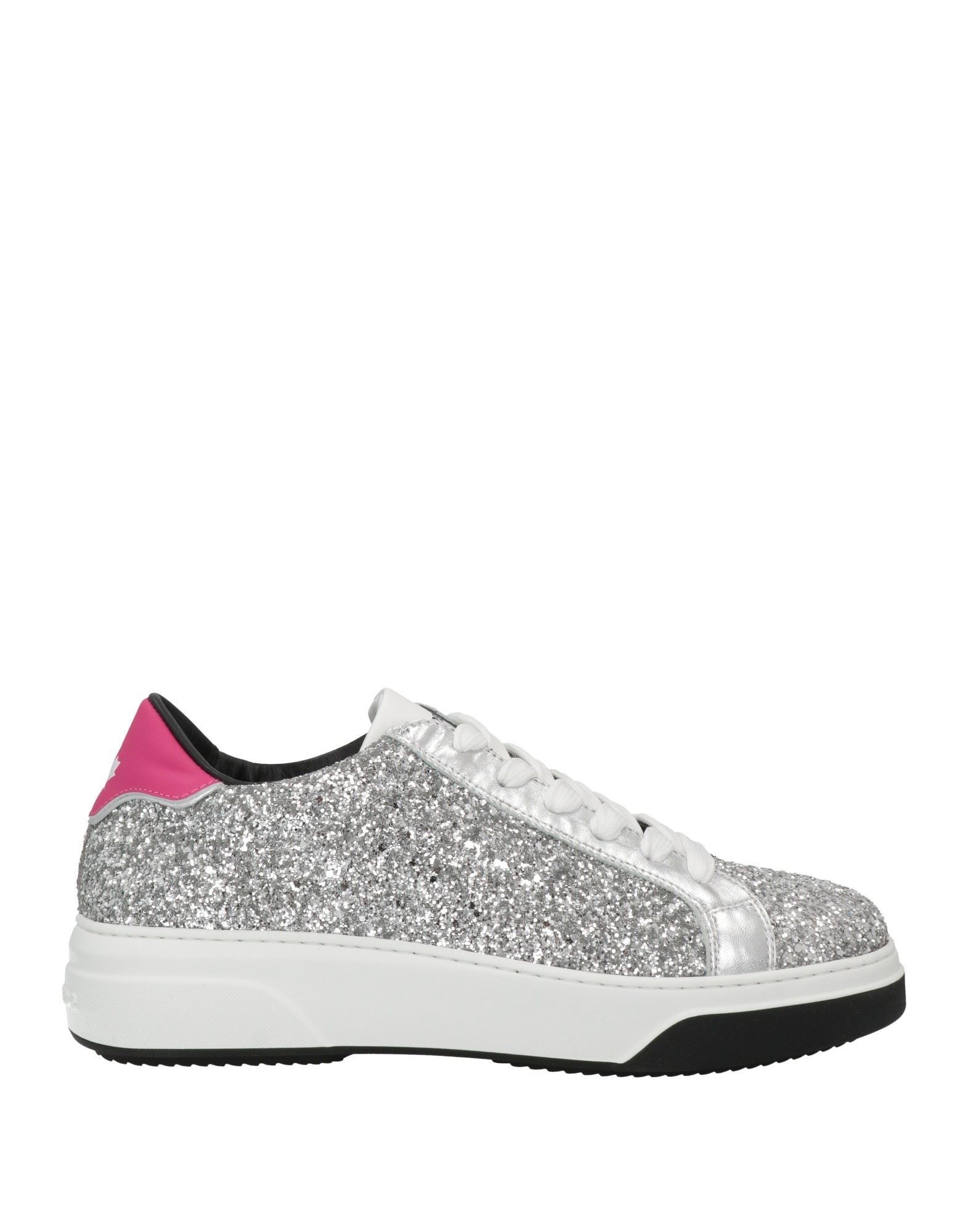 Shop Dsquared2 Woman Sneakers Silver Size 8 Calfskin