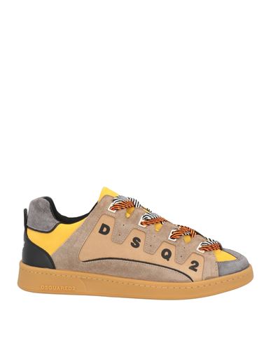 Shop Dsquared2 Man Sneakers Ocher Size 10 Soft Leather In Yellow