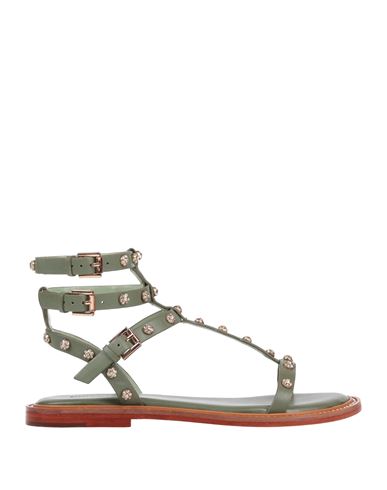 Emanuélle Vee Woman Sandals Military Green Size 8 Soft Leather